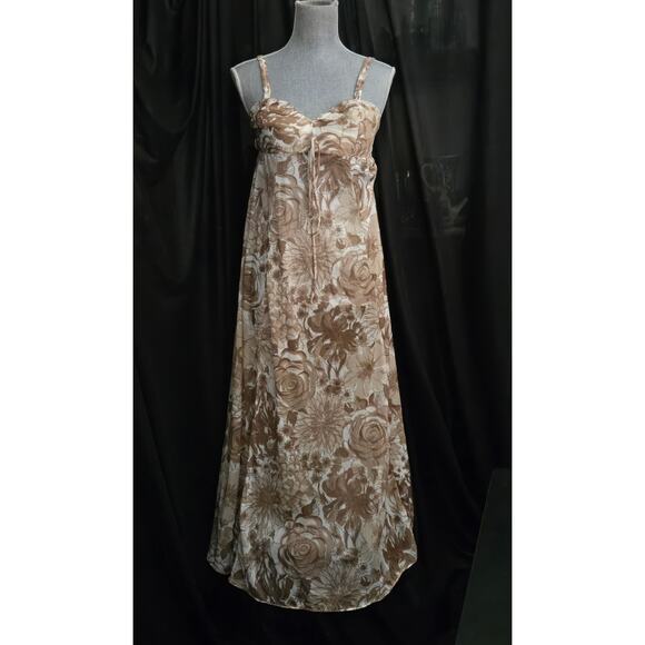 Vintage 1960's Olga Sleeping Pretty Full Length Fawn Print Nightgown, Sz 34, NWT - Picture 1 of 10